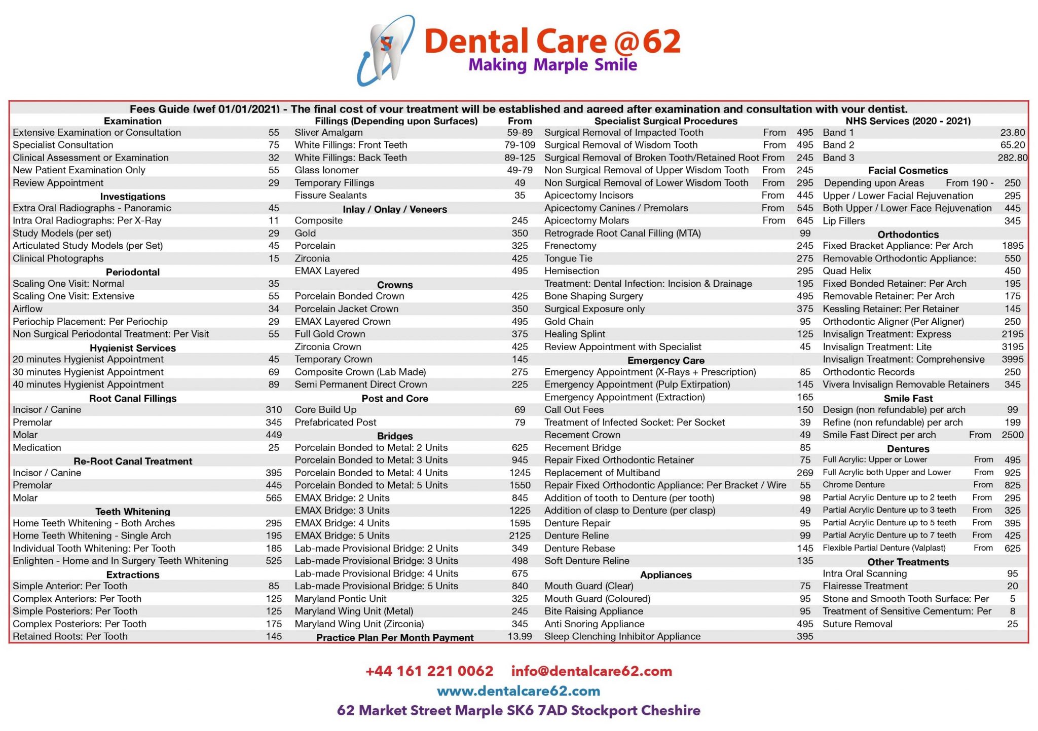MEMBERSHIPS FEES Dental Care 62
