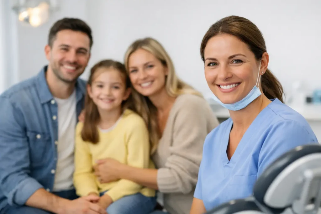 Family visiting a dentist in Stockport